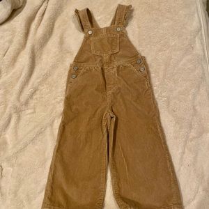 Camel overalls with ruffle straps, size 3T